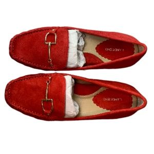 LANDSEND Womens Suede Driving Mocs Gold Horse Bit Trim In Storage Never Worn
